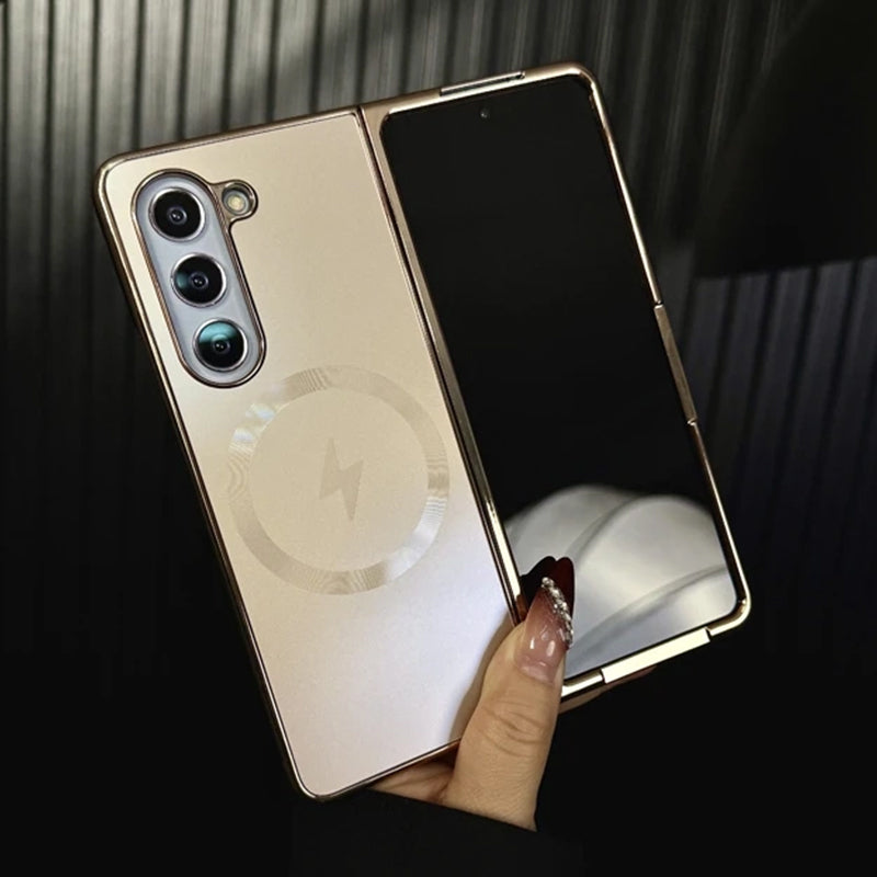 Coque magnétique givrée galvanisée pour Samsung Fold Series