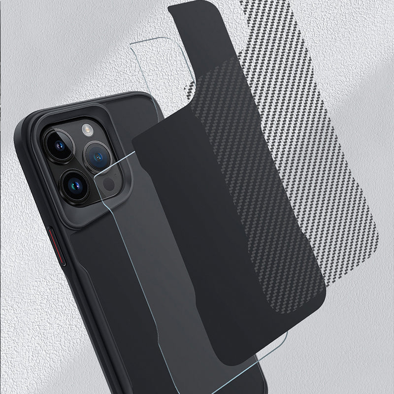 Coque de téléphone en fibre de carbone avec anneau magnétique pour iPhone