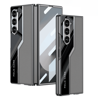 Étui en cuir laqué tissé pour Samsung Fold Series - ⚡ Compatible avec la recharge sans fil ⚡