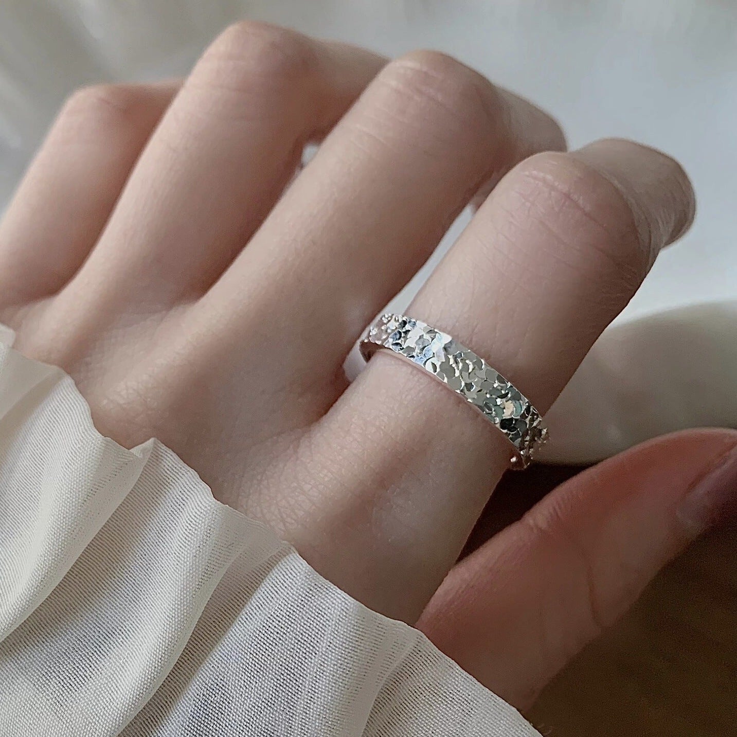 🌟Alliance exclusive en argent scintillant - ajustable🌟