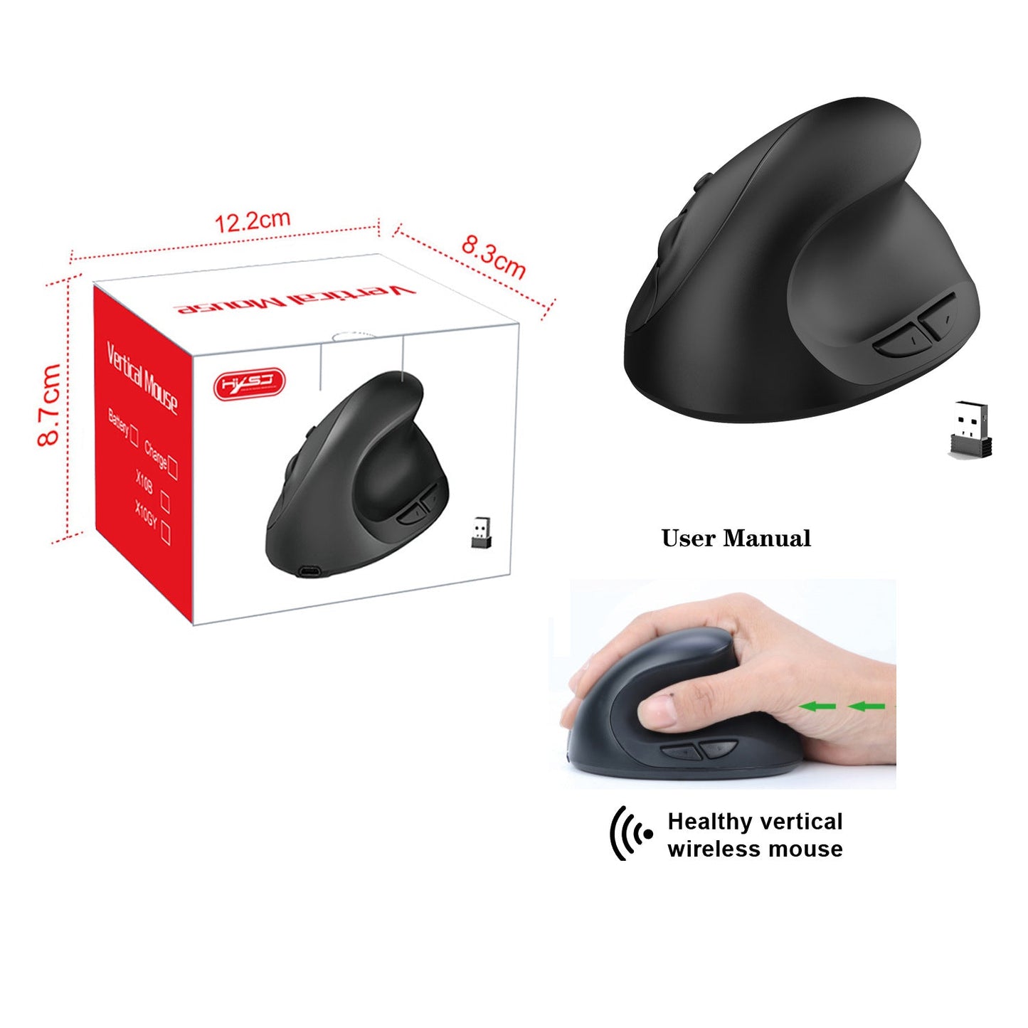 Souris Verticale Ergonomique avec 3 Modes DPI et 6 Boutons