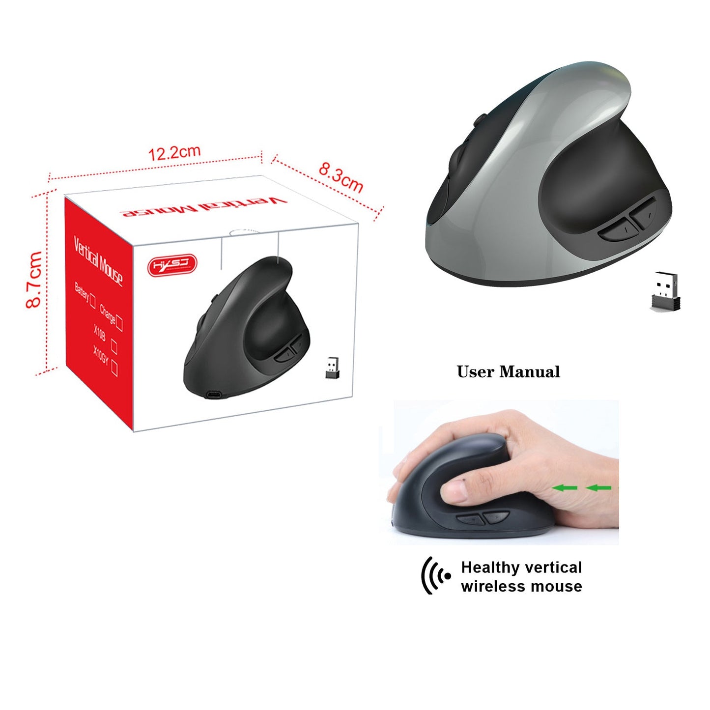 Souris Verticale Ergonomique avec 3 Modes DPI et 6 Boutons