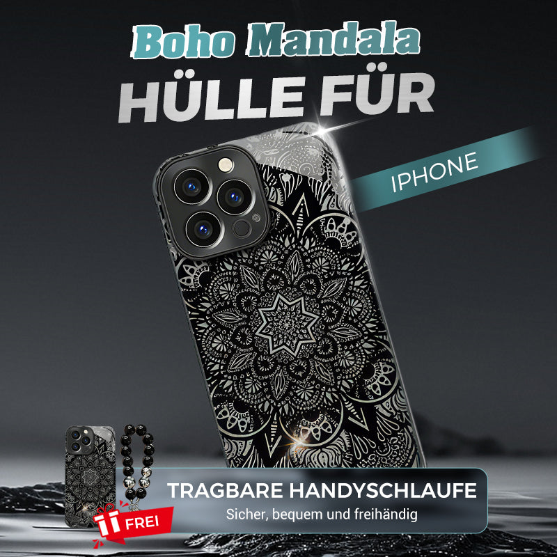Totem Mandala Noir Coque pour iPhone🎁Lanière pour téléphone portable offerte