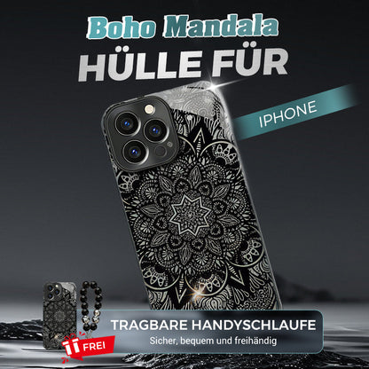 Totem Mandala Noir Coque pour iPhone🎁Lanière pour téléphone portable offerte