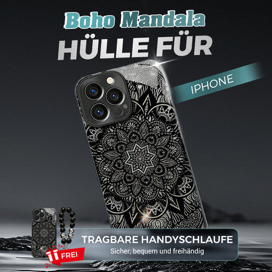Totem Mandala Noir Coque pour iPhone🎁Lanière pour téléphone portable offerte