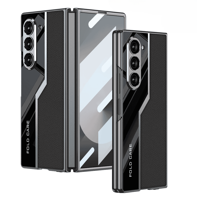 Étui en cuir laqué tissé pour Samsung Fold Series - ⚡ Compatible avec la recharge sans fil ⚡