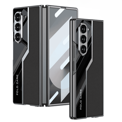 Étui en cuir laqué tissé pour Samsung Fold Series - ⚡ Compatible avec la recharge sans fil ⚡