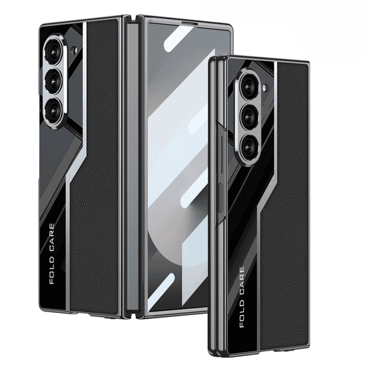 Étui en cuir laqué tissé pour Samsung Fold Series - ⚡ Compatible avec la recharge sans fil ⚡