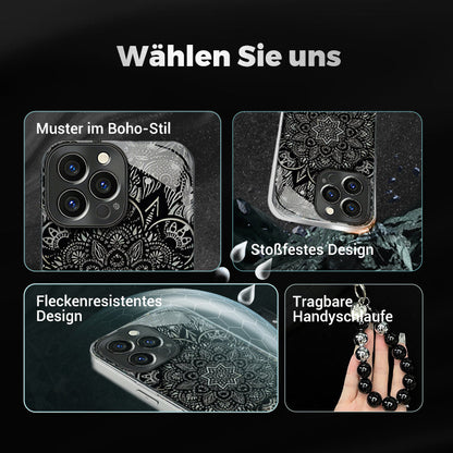Totem Mandala Noir Coque pour iPhone🎁Lanière pour téléphone portable offerte