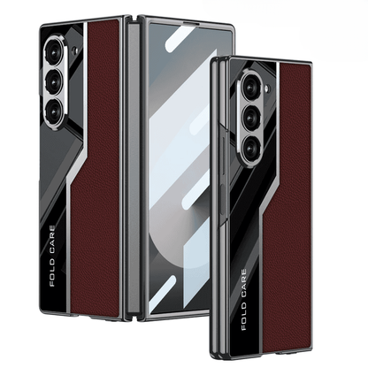 Étui en cuir laqué tissé pour Samsung Fold Series - ⚡ Compatible avec la recharge sans fil ⚡