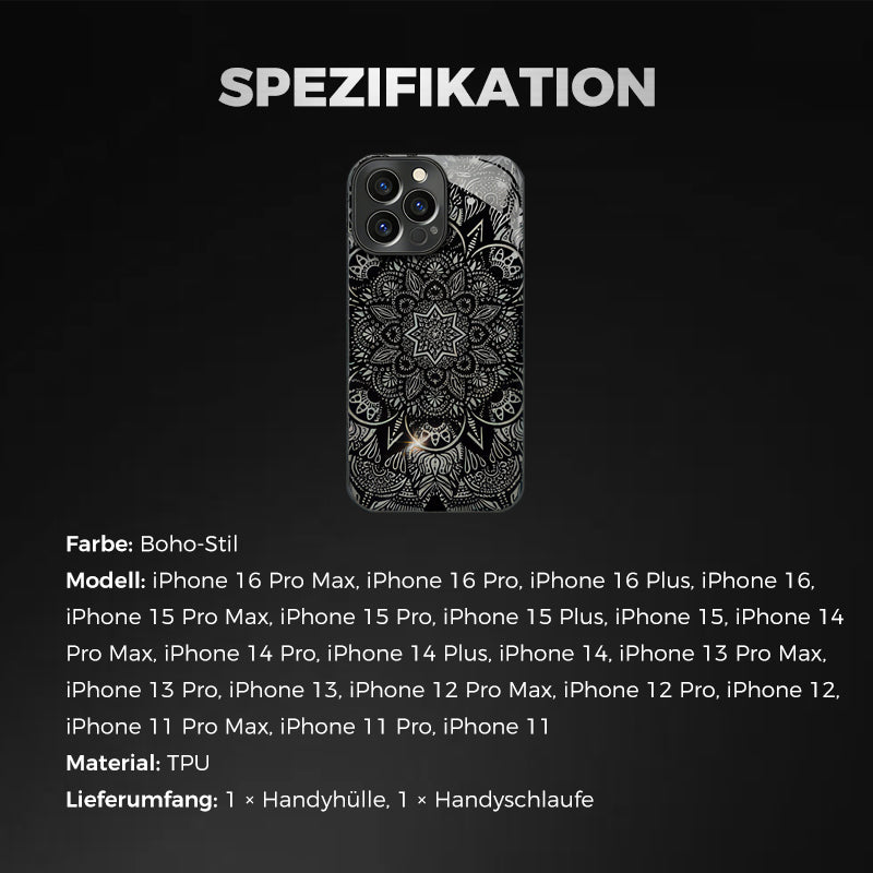 Totem Mandala Noir Coque pour iPhone🎁Lanière pour téléphone portable offerte
