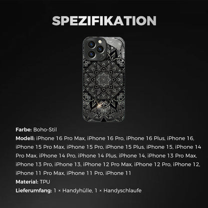 Totem Mandala Noir Coque pour iPhone🎁Lanière pour téléphone portable offerte