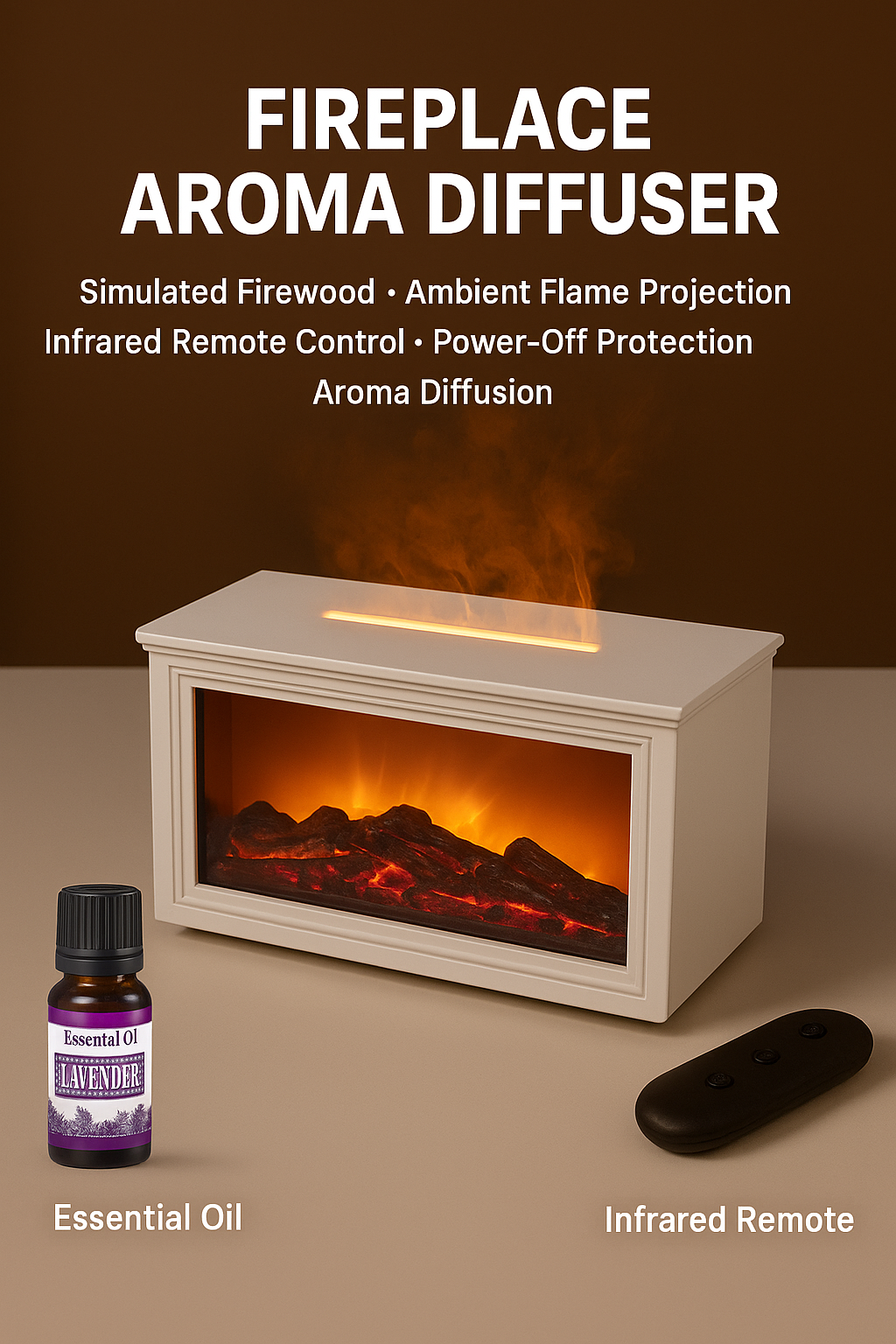 🔥 50% DE RÉDUCTION - DERNIER JOUR ! 💦 Diffuseur d'Humidité avec Flamme de Cheminée - 7 Couleurs LED et Télécommande, Ambiance Apaisante pour Maison/Bureau 🌙📦