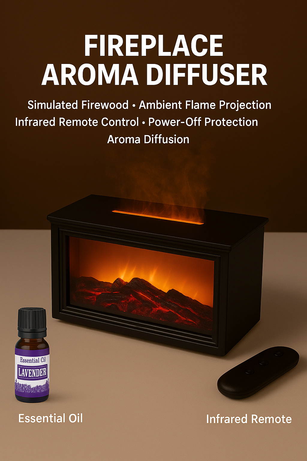 🔥 50% DE RÉDUCTION - DERNIER JOUR ! 💦 Diffuseur d'Humidité avec Flamme de Cheminée - 7 Couleurs LED et Télécommande, Ambiance Apaisante pour Maison/Bureau 🌙📦