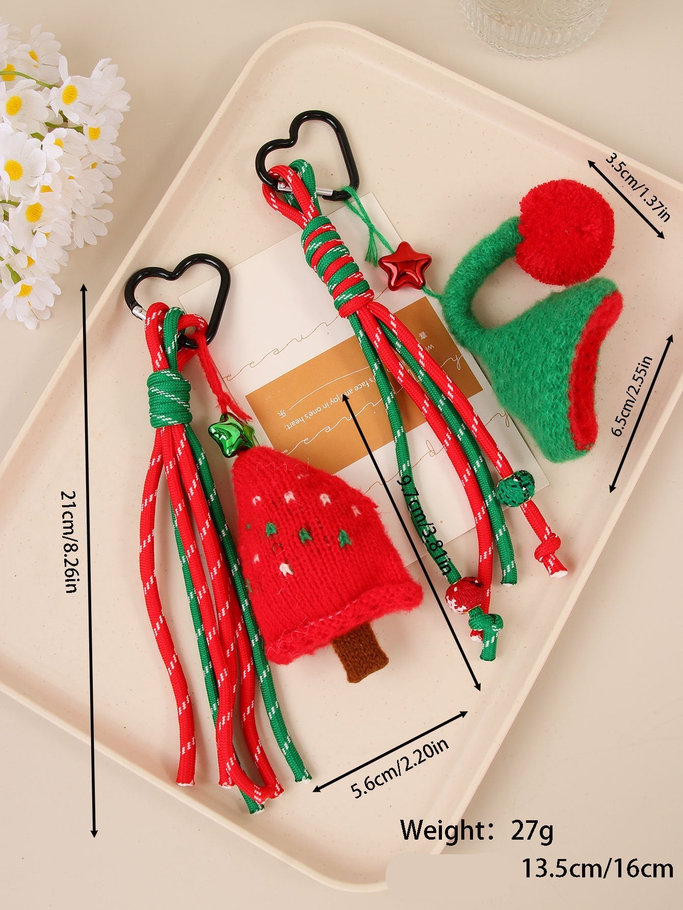 Pendentifs bonnets de Noël tricotés à la main pour clés et sacs❤️🎅