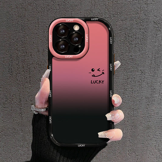Coque de protection pour iPhone avec cadre électroplaqué en forme de cœur aux bords arrondis et finition poudrée dégradée