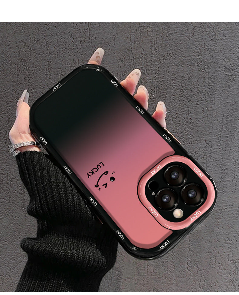 Coque de protection pour iPhone avec cadre électroplaqué en forme de cœur aux bords arrondis et finition poudrée dégradée