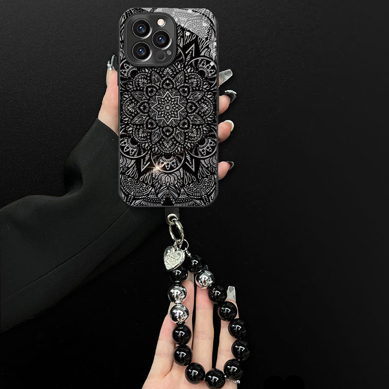 Totem Mandala Noir Coque pour iPhone🎁Lanière pour téléphone portable offerte