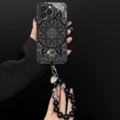 Totem Mandala Noir Coque pour iPhone🎁Lanière pour téléphone portable offerte