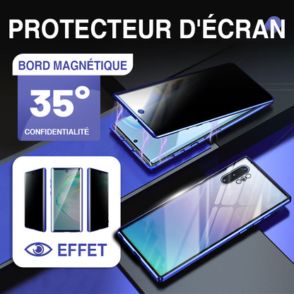 Coque magnétique intégrale avec protection d’écran anti-espion pour Samsung