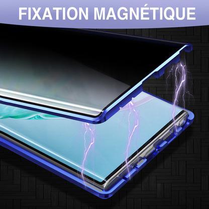 Coque magnétique intégrale avec protection d’écran anti-espion pour Samsung