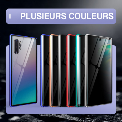 Coque magnétique intégrale avec protection d’écran anti-espion pour Samsung