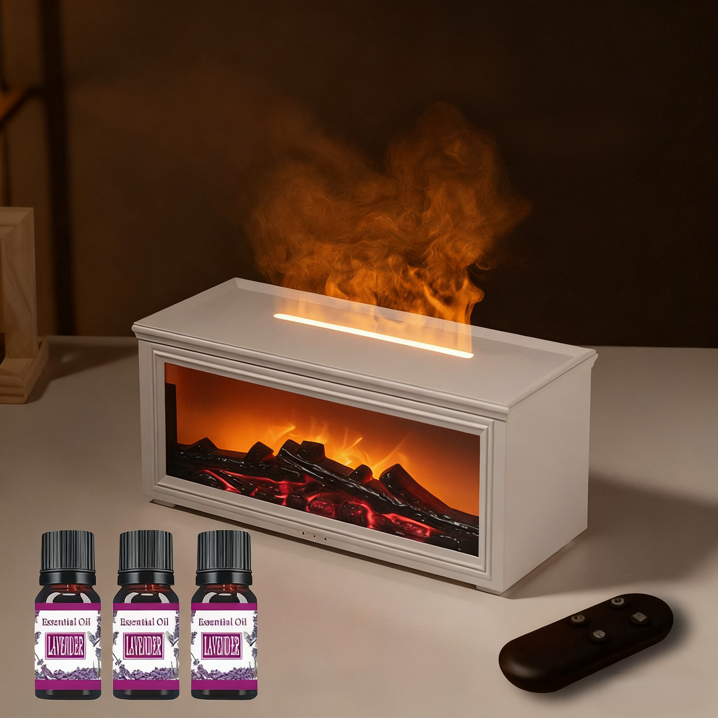 🔥 50% DE RÉDUCTION - DERNIER JOUR ! 💦 Diffuseur d'Humidité avec Flamme de Cheminée - 7 Couleurs LED et Télécommande, Ambiance Apaisante pour Maison/Bureau 🌙📦