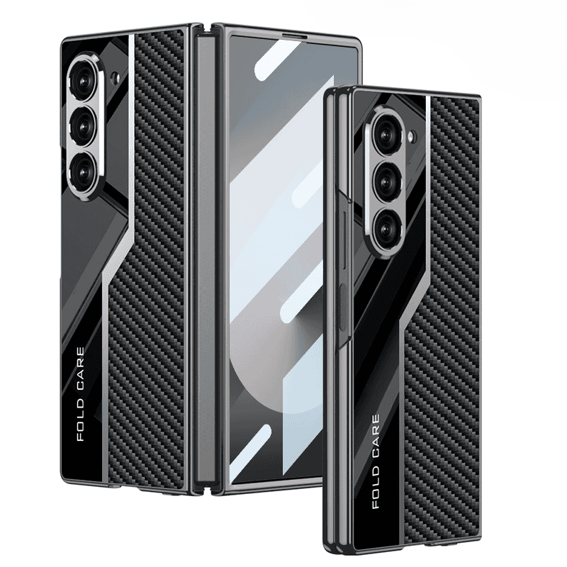 Étui en cuir laqué tissé pour Samsung Fold Series - ⚡ Compatible avec la recharge sans fil ⚡