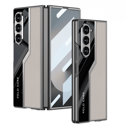Étui en cuir laqué tissé pour Samsung Fold Series - ⚡ Compatible avec la recharge sans fil ⚡