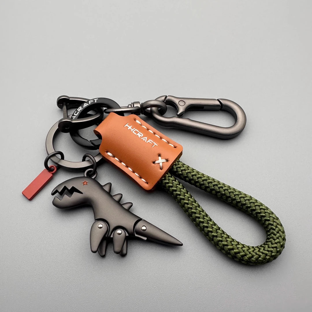 Breloque dinosaure en alliage d'aluminium assortie à un bracelet tissé à la main - 🔥Deuxième article à 50 % de réduction
