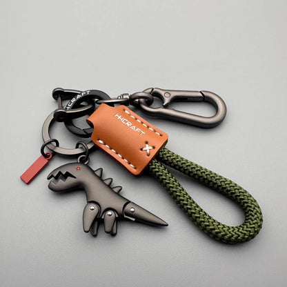 Breloque dinosaure en alliage d'aluminium assortie à un bracelet tissé à la main - 🔥Deuxième article à 50 % de réduction
