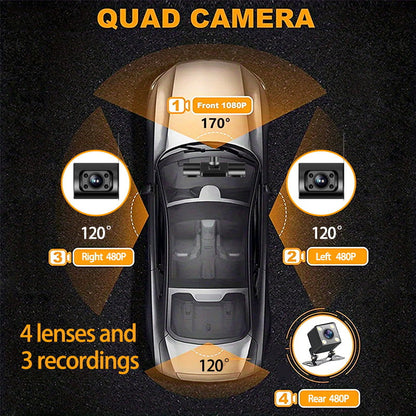🚗Moyenne 77% off offres⌛Caméra embarquée 1080p 4 canaux avec vision nocturne