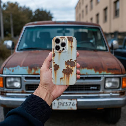 🏆📱Coque rigide Vintage Rust pour iPhone👑