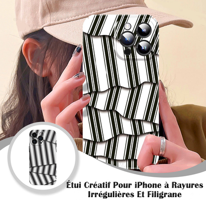 Étui créatif pour iPhone à rayures irrégulières et filigrane
