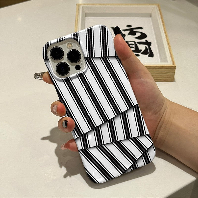 Étui créatif pour iPhone à rayures irrégulières et filigrane