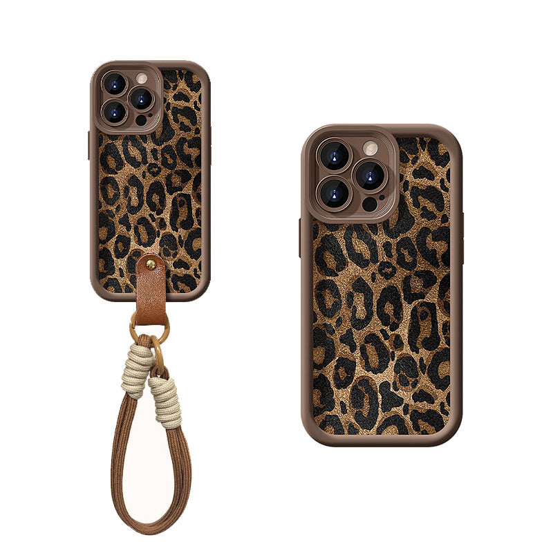 Coque à Imprimé Léopard pour iPhone avec Cordon