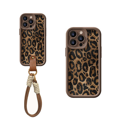Coque à Imprimé Léopard pour iPhone avec Cordon