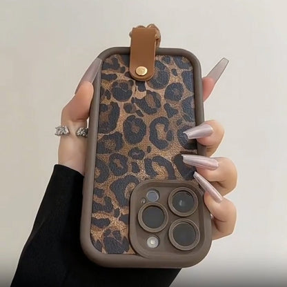 Coque à Imprimé Léopard pour iPhone avec Cordon
