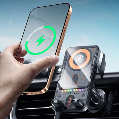 Support intelligent 2 en 1 pour téléphone portable avec rotation automatique et chargeur sans fil