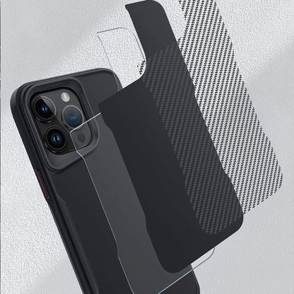 Coque de téléphone en fibre de carbone avec anneau magnétique pour iPhone