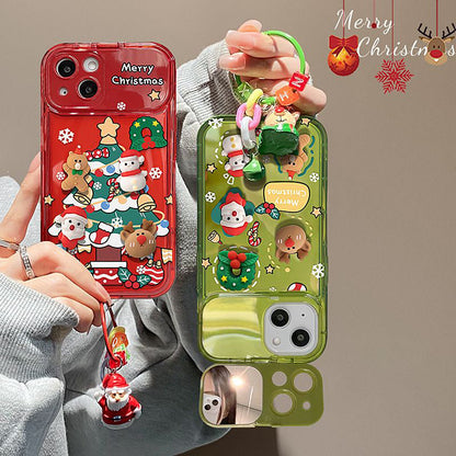 🔥VENTE CHAUDE🎄Étui à rabat miroir avec pendentif arbre de Noël pour iPhone🎅49% de réduction✨