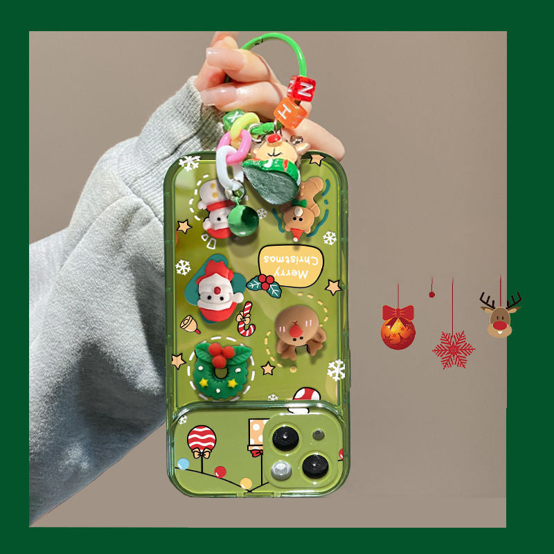 🔥VENTE CHAUDE🎄Étui à rabat miroir avec pendentif arbre de Noël pour iPhone🎅49% de réduction✨